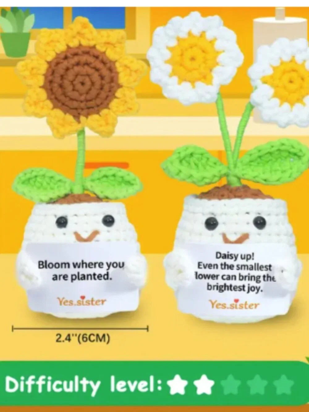 Emotional Support Amigurumi Sunflower Daisy Flower Crochet Kit DIY 5